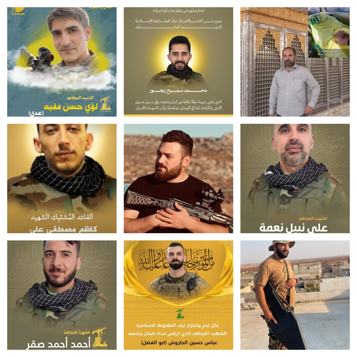QalaatM's tweet photo. Additional sample of Hezbollah fatalities documented in Lebanon. 

5 of them were killed in the raid last night in Nabi Chit, including at least 2 Radwan fighters. https://t.co/zMBG69BXBp