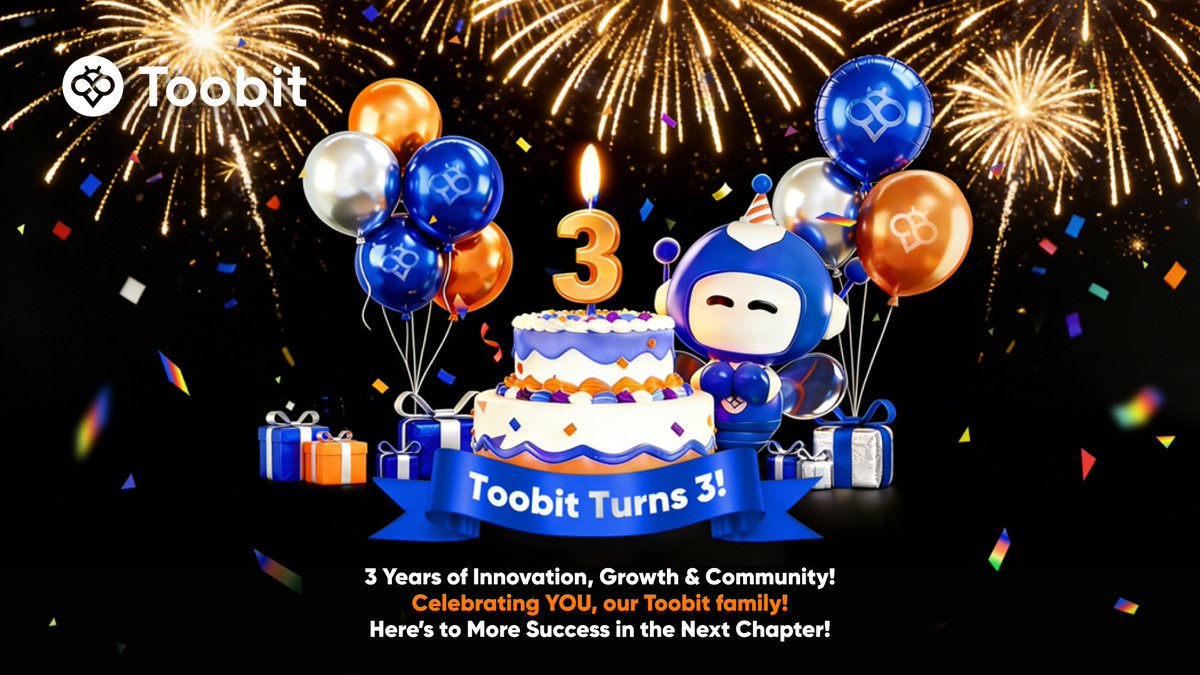 🎉 3 years, countless trades, one incredible journey!
From day one to today, we’ve built this dream together. Toobit is more than just an exchange; it's a movement. Ready to make the next 3 years even more epic? 💥

#ToobitTurns3 #InnovationInCrypto #CryptoFamily