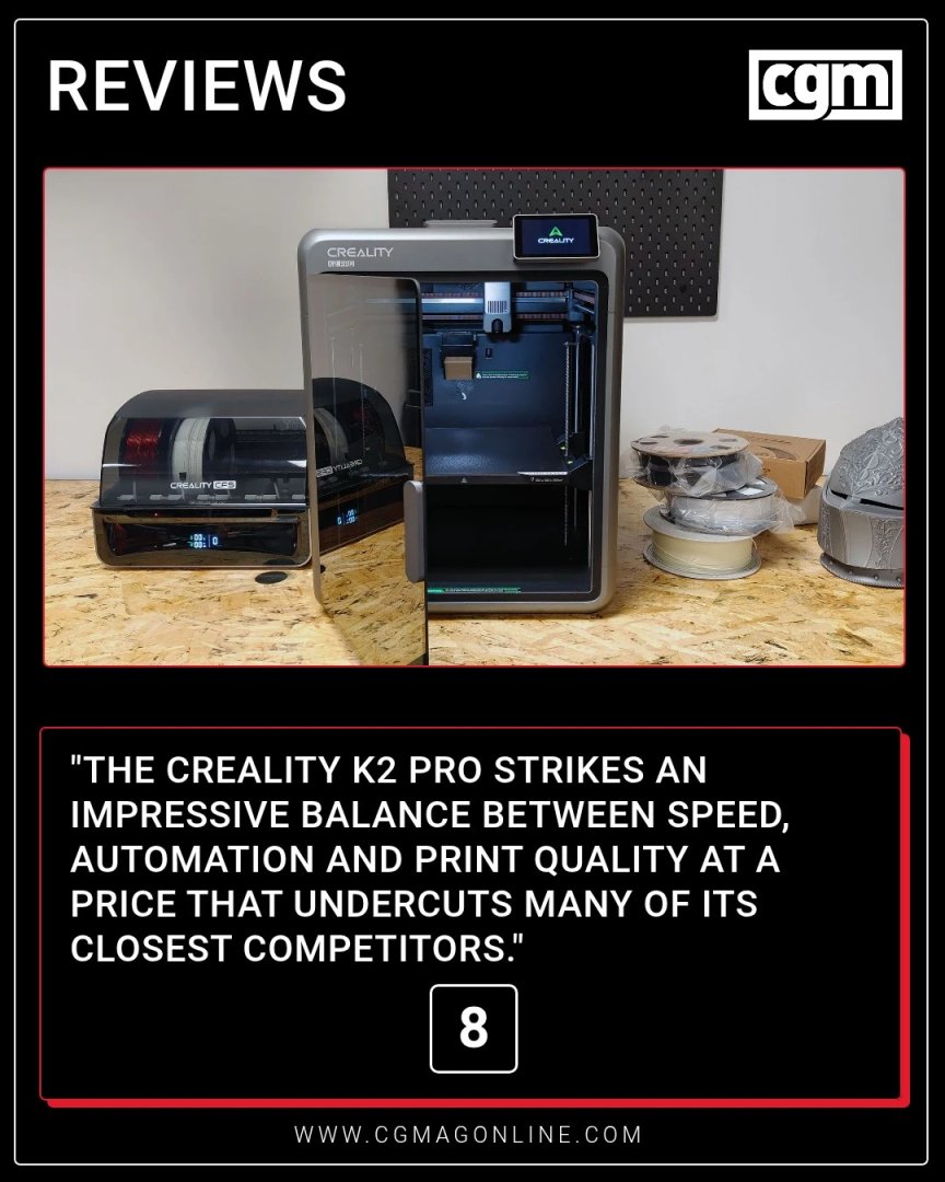 CGMagonline's tweet image. "The Creality K2 Pro strikes an impressive balance between speed, automation and print quality at a price that undercuts many of its closest competitors."

cgmagonline.com/review/hardwar…

#Creality #3dprinter #3dprinting