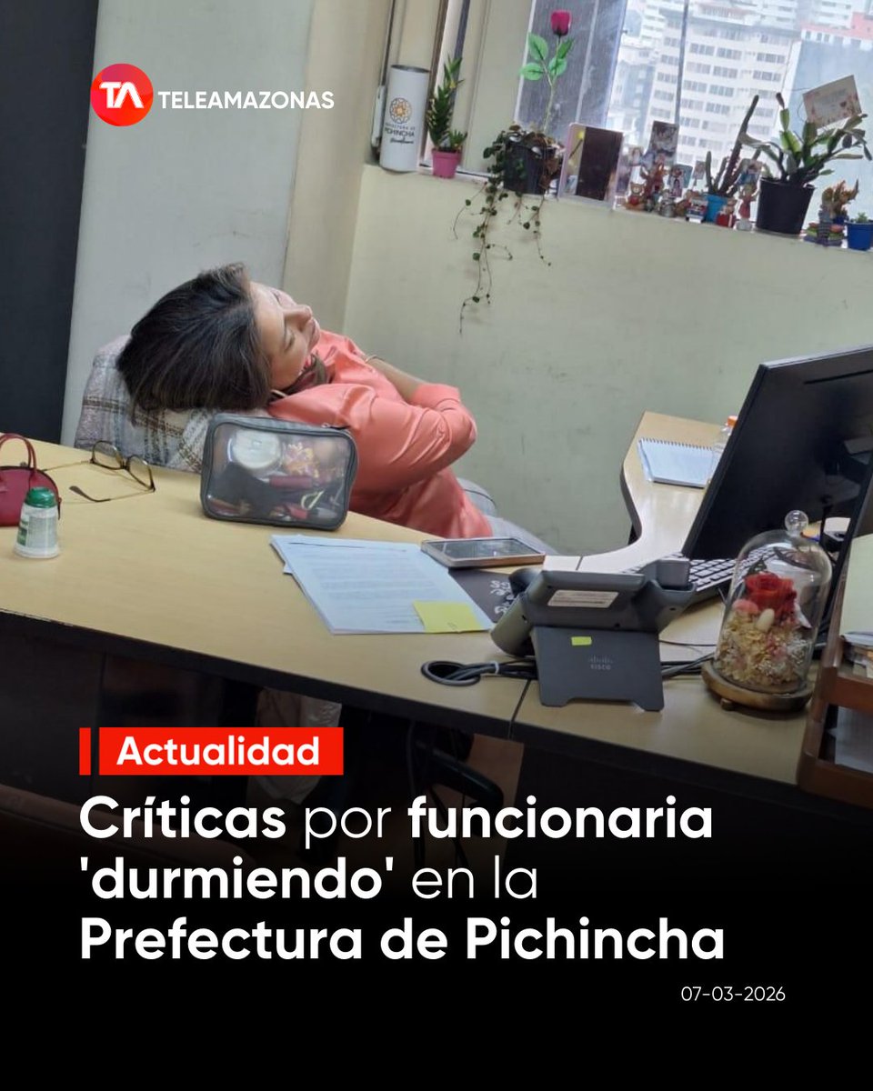 #ATENCIÓN | Críticas por foto de funcionaria de la Prefectura de Pichincha 'durmiendo' en la oficina

f.mtr.cool/rmsqxrlnen
