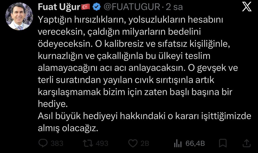 Allah aşkına dostlar;
FETÖCÜ, alçak, lağım ağızlı, bölücü Fuat Uğur denen şu müptezelin yazdığına bakın;

Şu mübarek ramazan gününde, daha yargılaması olmamış olan, sesi, cismi, resmi, sosyal medyası yasaklanan İBB Başkanı, 
CHP Cumhurbaşkanı adayı Ekrem imamoğlu için