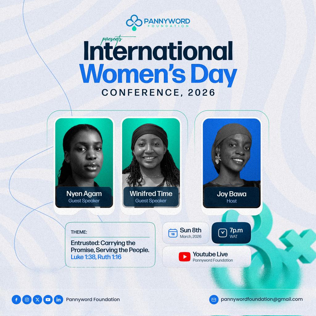 Pannyword's tweet photo. Hello X(Twitter) Family 😇 

We are glad to share with you this inaugural conference for International Women’s Day in Pannyword Foundation. This year, we will be studying from Ruth and Mary in the Bible. It's our pleasure to invite you to join us. Details below 👇 https://t.co/aDrPJCBNQX