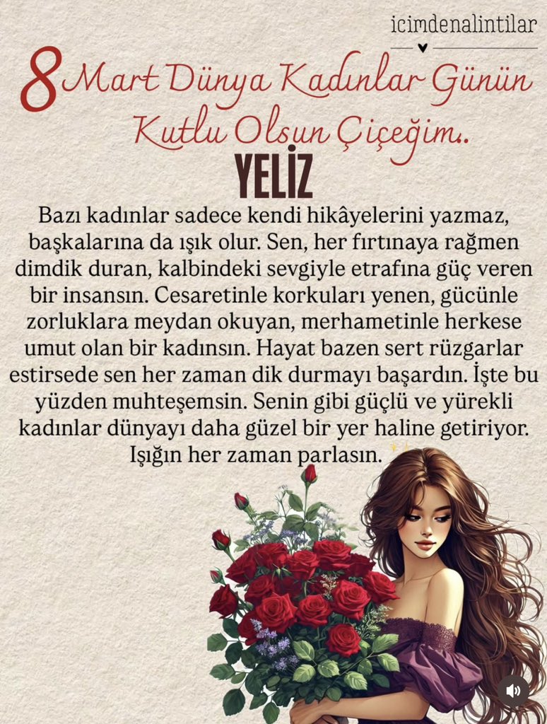 Canım kendim önce benim sonra da dünyanın her yerindeki kadınların 8 Mart Dünya Kadınlar Gününü Kutlarım 💝🌺🦋🧿💃🎈✨💫🙋‍♀️
#8MartDünyaKadınlarGünü