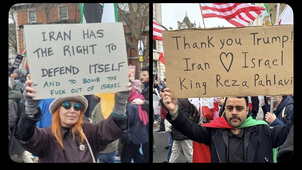 sophielouisecc's tweet photo. White liberals in the UK vs actual Iranians https://t.co/0Oia5fprqU