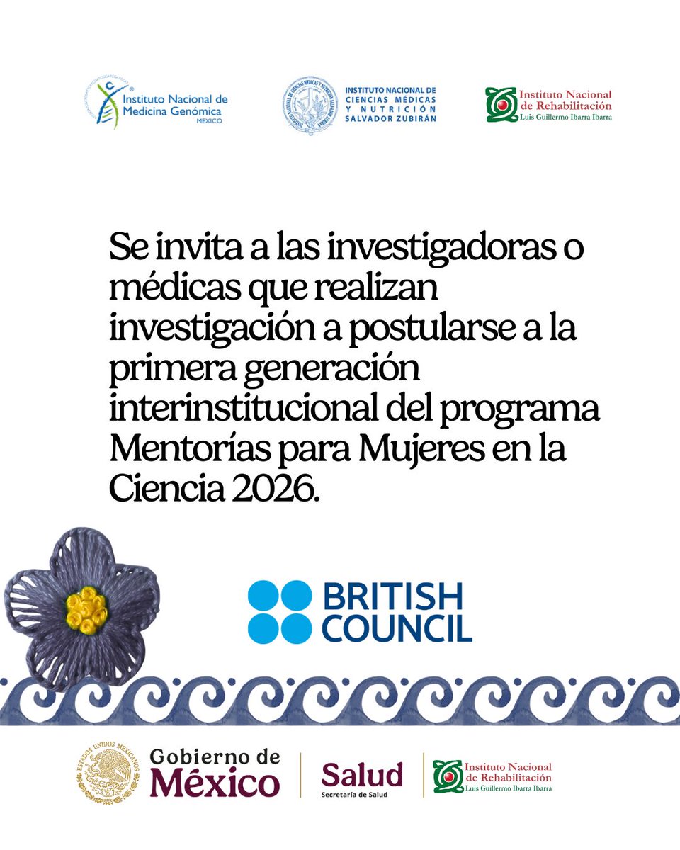 INR_MX's tweet photo. 🔬 Las científicas también abren camino para otras.

Está abierta la convocatoria para integrar la primera generación interinstitucional del programa Mentorías para Mujeres en la Ciencia 2026. https://t.co/7tPms7lHcF