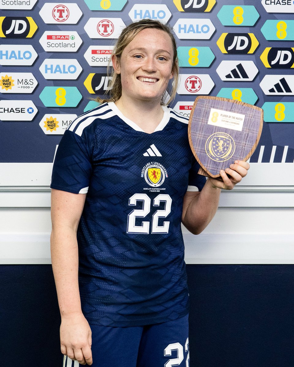 ScotlandNT's tweet photo. Tonight's @EE Player of the Match: @erincuthbert_ 👏

#SWNT | #SCOLUX https://t.co/KNiMFMSty2