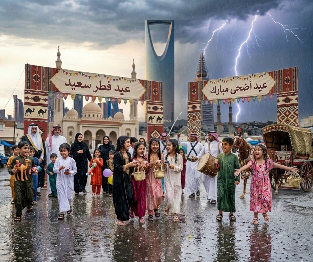 تشهد المملكة العربية السعودية، وخصوصاً المنطقة الوسطى، بين العيدين موسماً من الخصب والخير 🌧️🌿؛ أمطارٌ تتوالى، وأرضٌ تتجدد، وفرحةٌ تفيض في القلوب…
 مشهدٌ نادر بمشيئة الله تعالى 🇸🇦