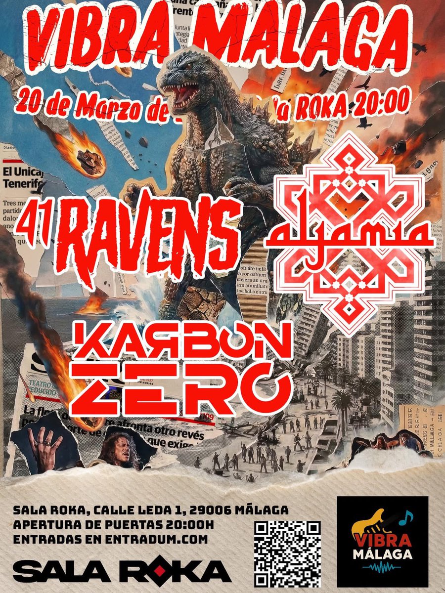 OverThisVault's tweet photo. Buenas noches. En dos semanas 41 Ravens estaremos tocando con #KarbonZero y #Aljaima en la sala Roka, en Málaga. https://t.co/bcpKGVw59D