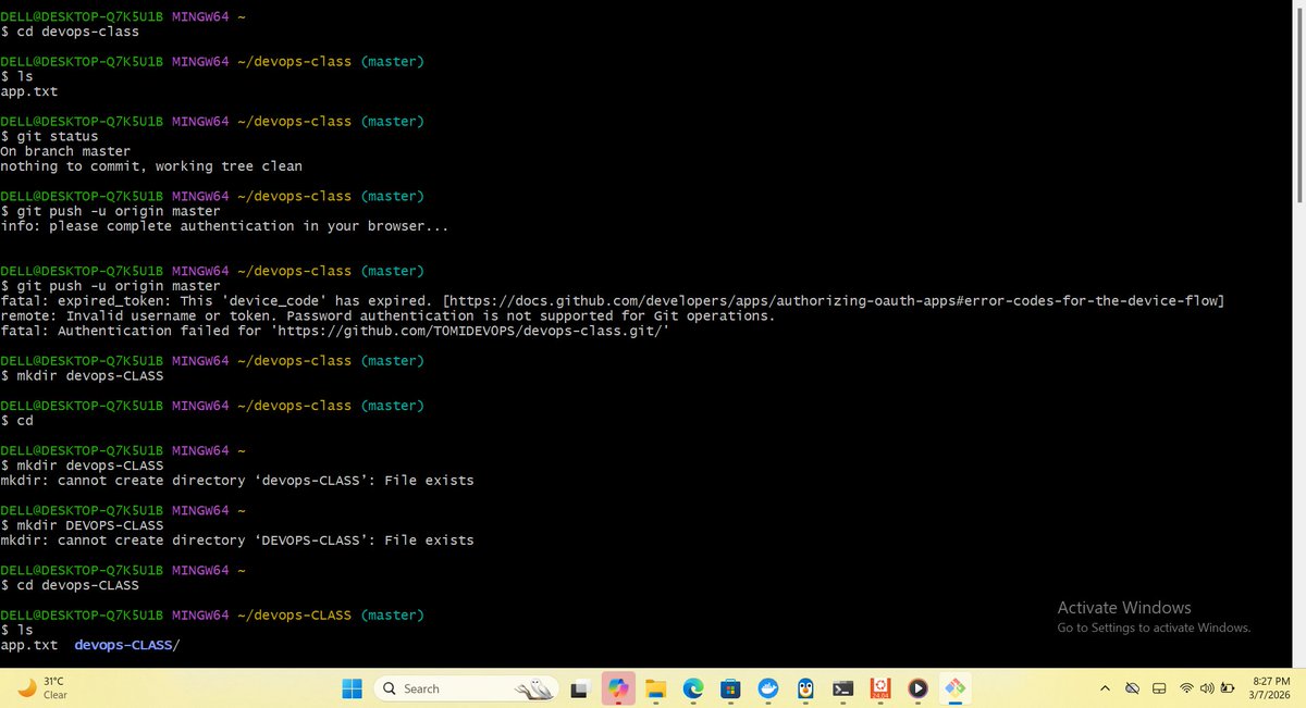 Today I practiced the basics of Git & GitHub: Created a local project ...