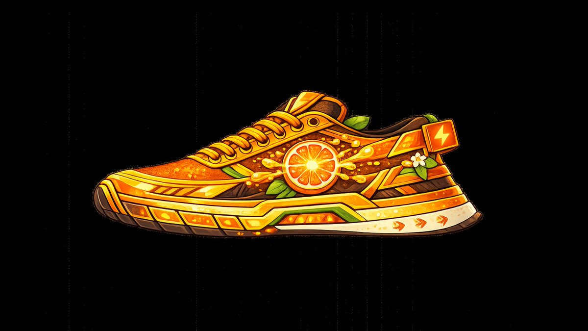 glzrkl's tweet photo. Orange Pulse 🍊

A legendary sneaker fueled by citrus energy.
Every step releases a burst of fresh momentum.

#STEPNLegendary #STEPN https://t.co/UuJzpZZ4xq