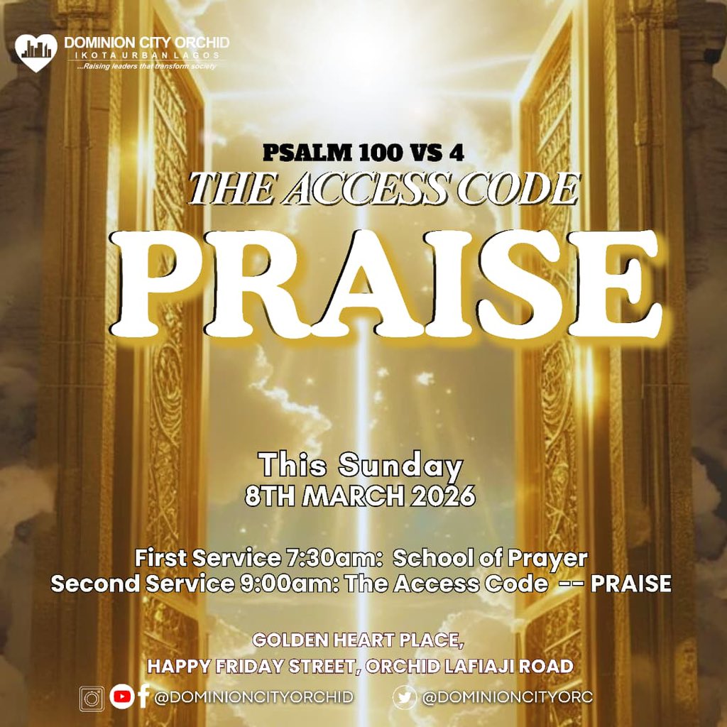 dominioncityOrc's tweet image. Come with your dancing shoes as we give God praise in service tomorrow. It’s going to be a praise service.

Don’t miss it. Invite everyone around you.

#dominioncityorchid
#dominioncity
#dcservice
#praise