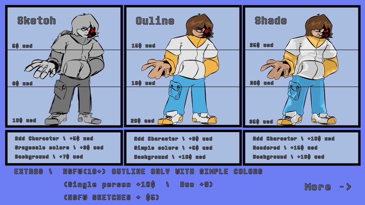 Jazzys__Arts's tweet photo. opening comms, dm me for more info

ALSO I WILL DO SHORT LIL NSFW ANIMATIONS FOR +50% THE PRICE of what you want https://t.co/n90JQkVCwW