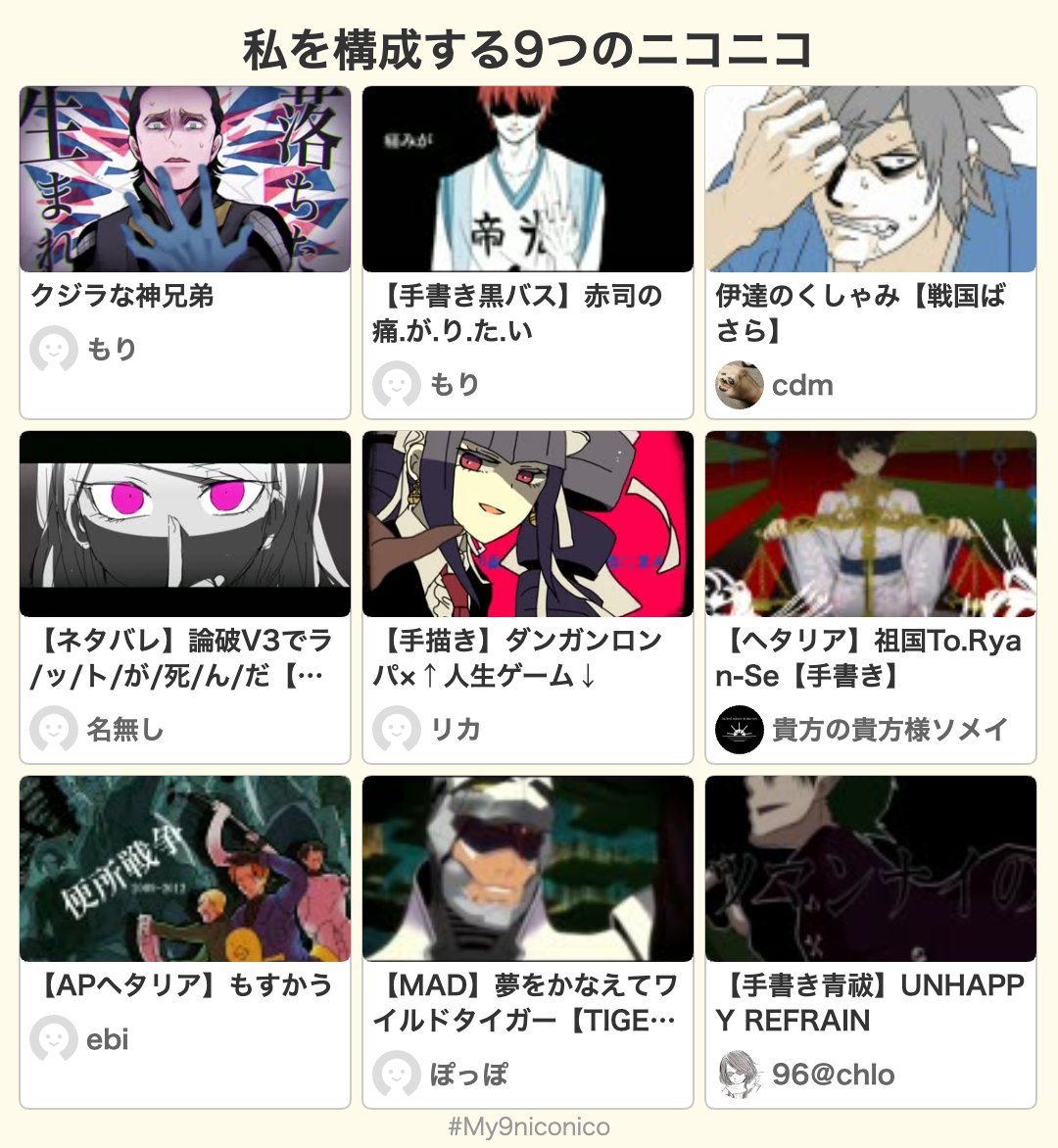 私を構成する9つのニコニコ #私を構成する9つのニコニコ #My9niconico
