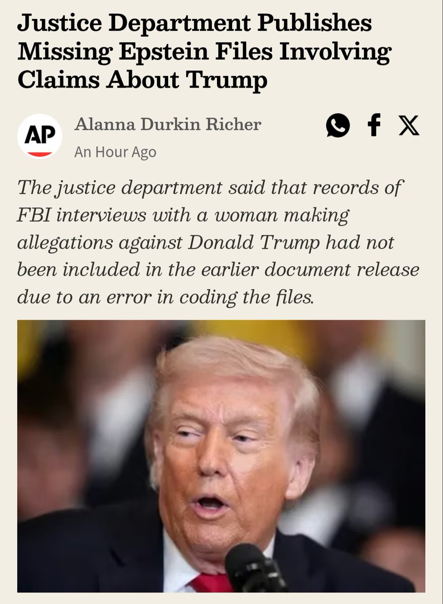 TheStripesGirl's tweet image. Justice Department Publishes Missing Epstein Files Involving Claims About Trump
#OperationEpsteinFury #Anonymous
#AnonymousCrimeWatch #Epstein #EpsteinFiles 
google.com/amp/s/m.thewir…