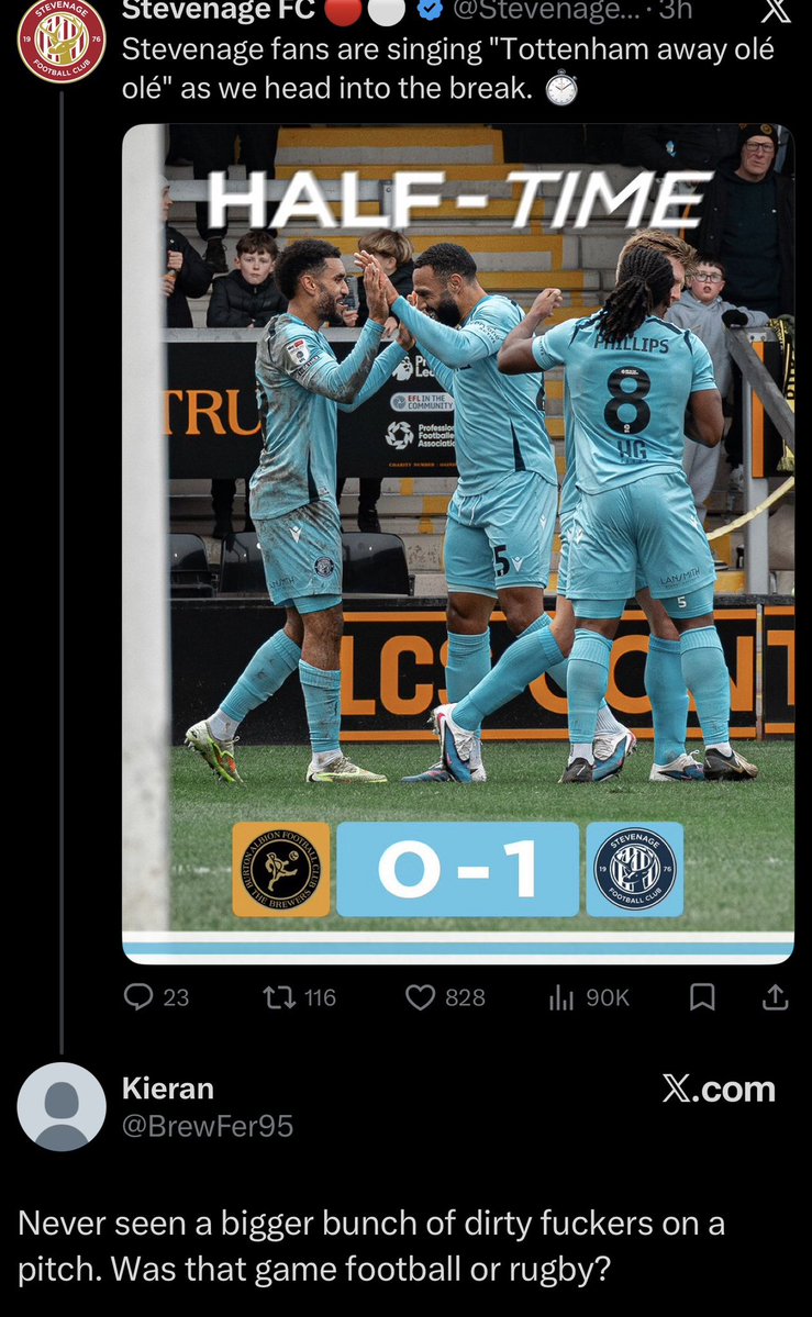 Stevenage FC No Context tweet media