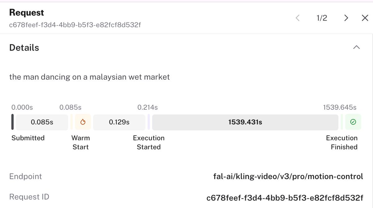 it took nearly 30 minutes to generate the new kling motion control on <a href="/fal/">fal</a> 

not good..