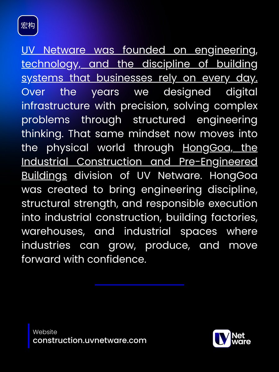 uvnetware's tweet photo. Engineering industrial infrastructure through HongGou by UV Netware. Building factories, warehouses, and PEB structures for modern manufacturing ecosystems.

#uvnetware #industrialconstruction #pebbuildings #factoryconstruction #warehouseinfrastructure #steelstructures #honggou https://t.co/dbcHKZEjGf