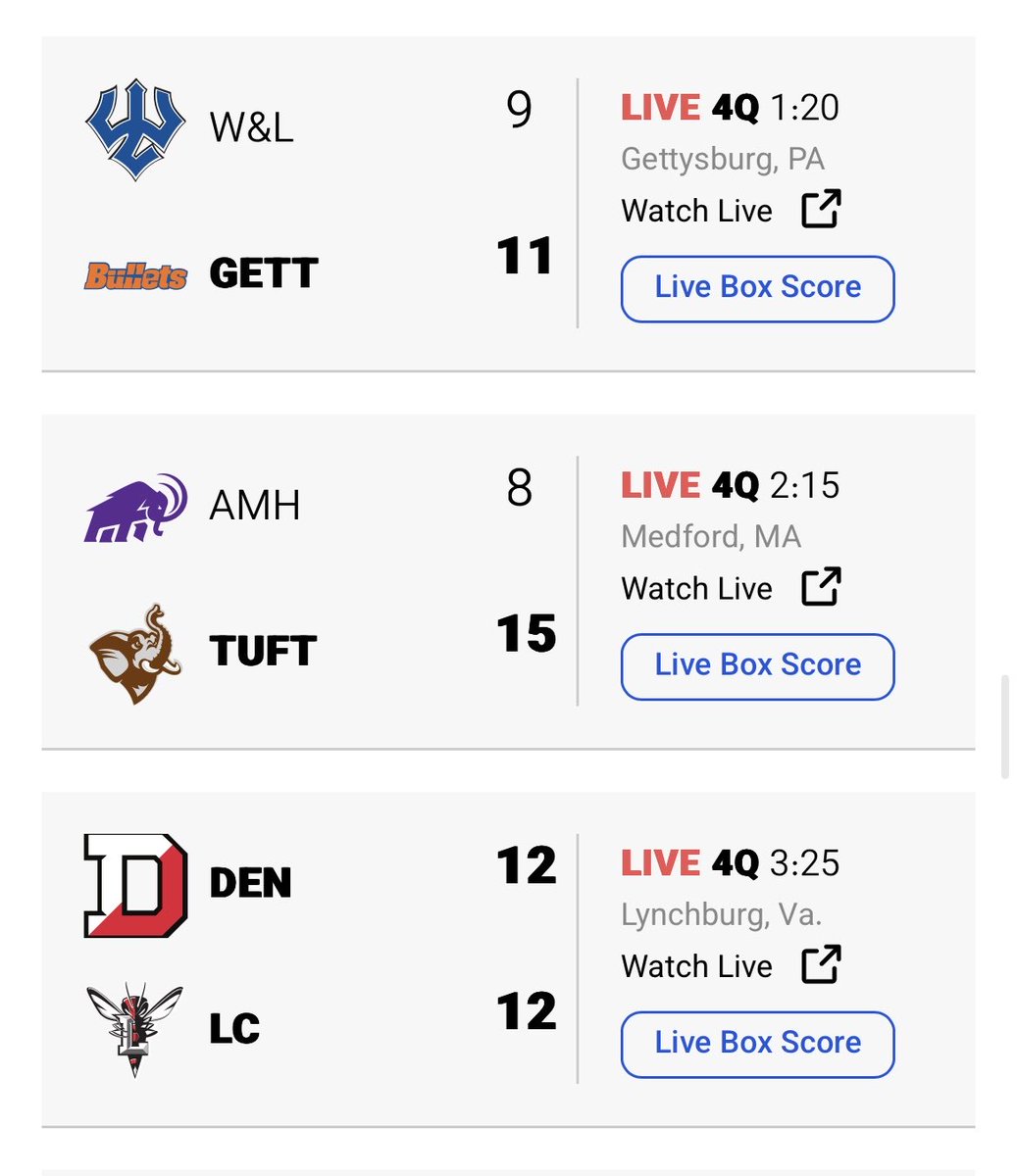 upstreamlax's tweet photo. #D3Nation mid day scoreboard update https://t.co/CUS8fWToHk