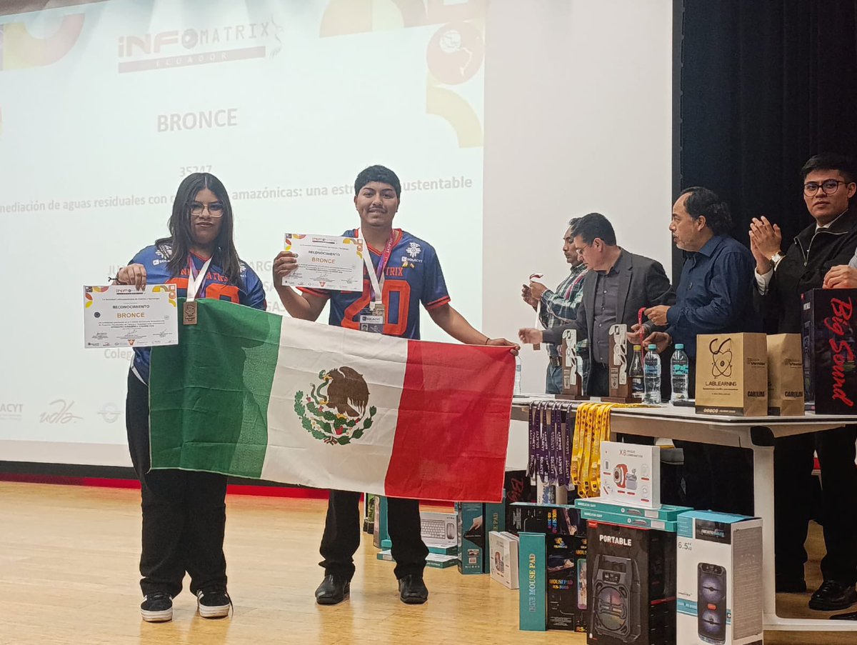 SECSonora's tweet photo. 🟠 Estudiantes de @CecytesSonora, plantel #Esqueda, ganaron medalla de bronce en el concurso Infomatrix Sudamérica Ecuador 2026. 🏅🤖

📨 Lee el boletín completo en: https://t.co/T2NlkcSjyQ https://t.co/zFgz9e1sVe