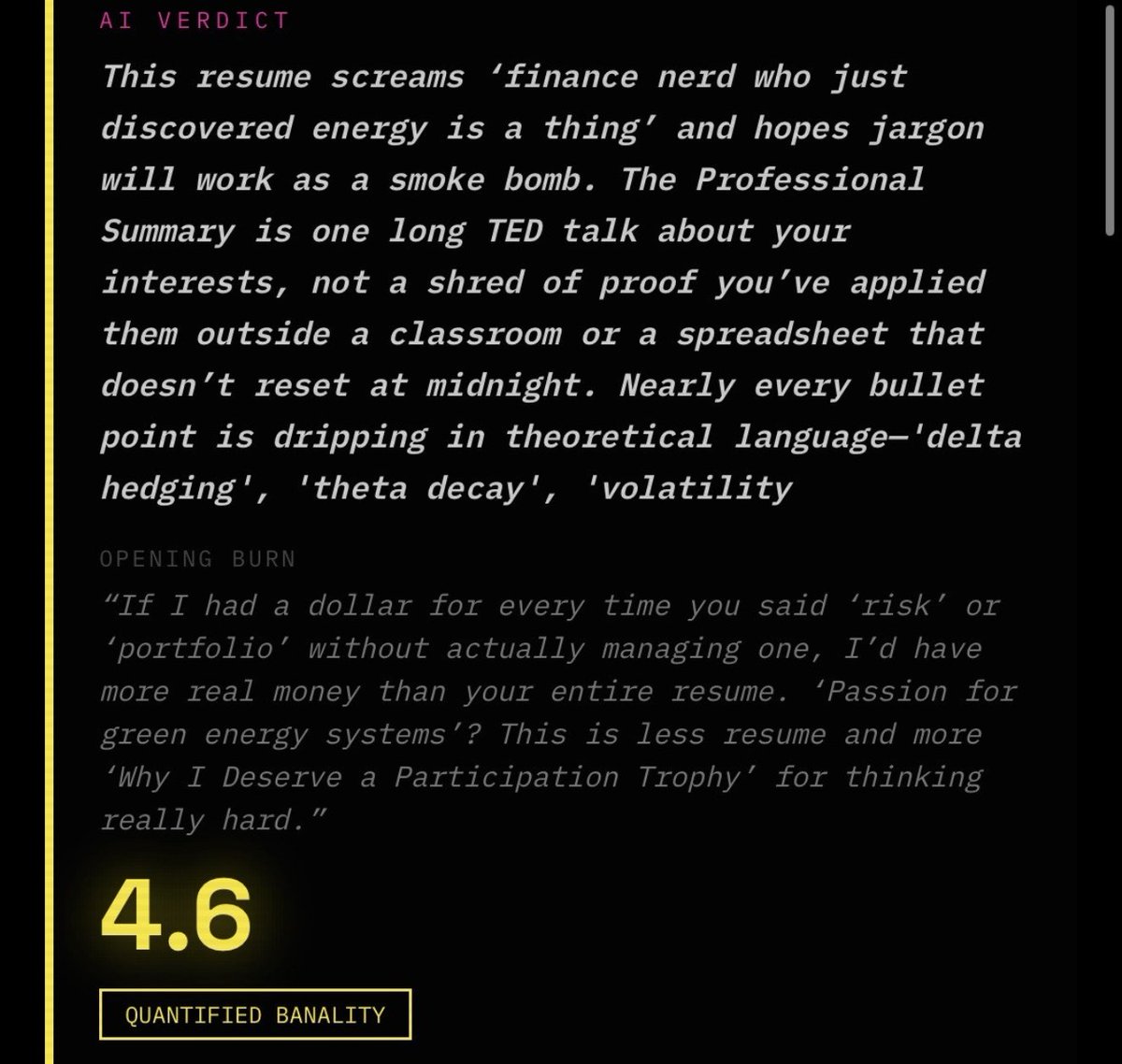 RoastmyResumeHQ's tweet photo. Welcome to our Wall of Shame.
this is what happens when you use jargon instead of proof.
https://t.co/R4OE69d4G8 🔥 https://t.co/mznt8N4edt