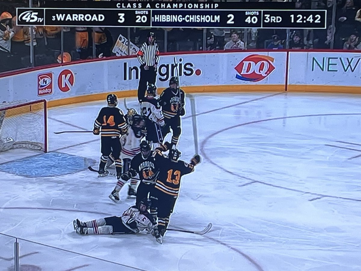 JMouse83's tweet photo. If you aren’t watching the Class A championship, well, you should be. You won’t be disappointed. #Warroad #HibbingChisholm https://t.co/7B6DO9s04O