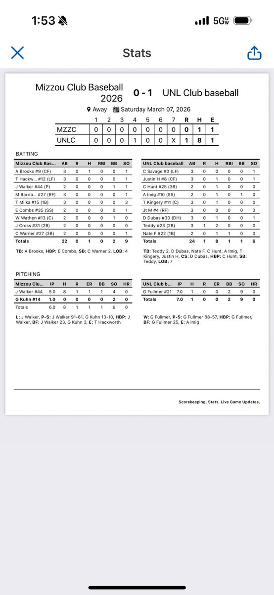 Mizzou Club Baseball tweet media