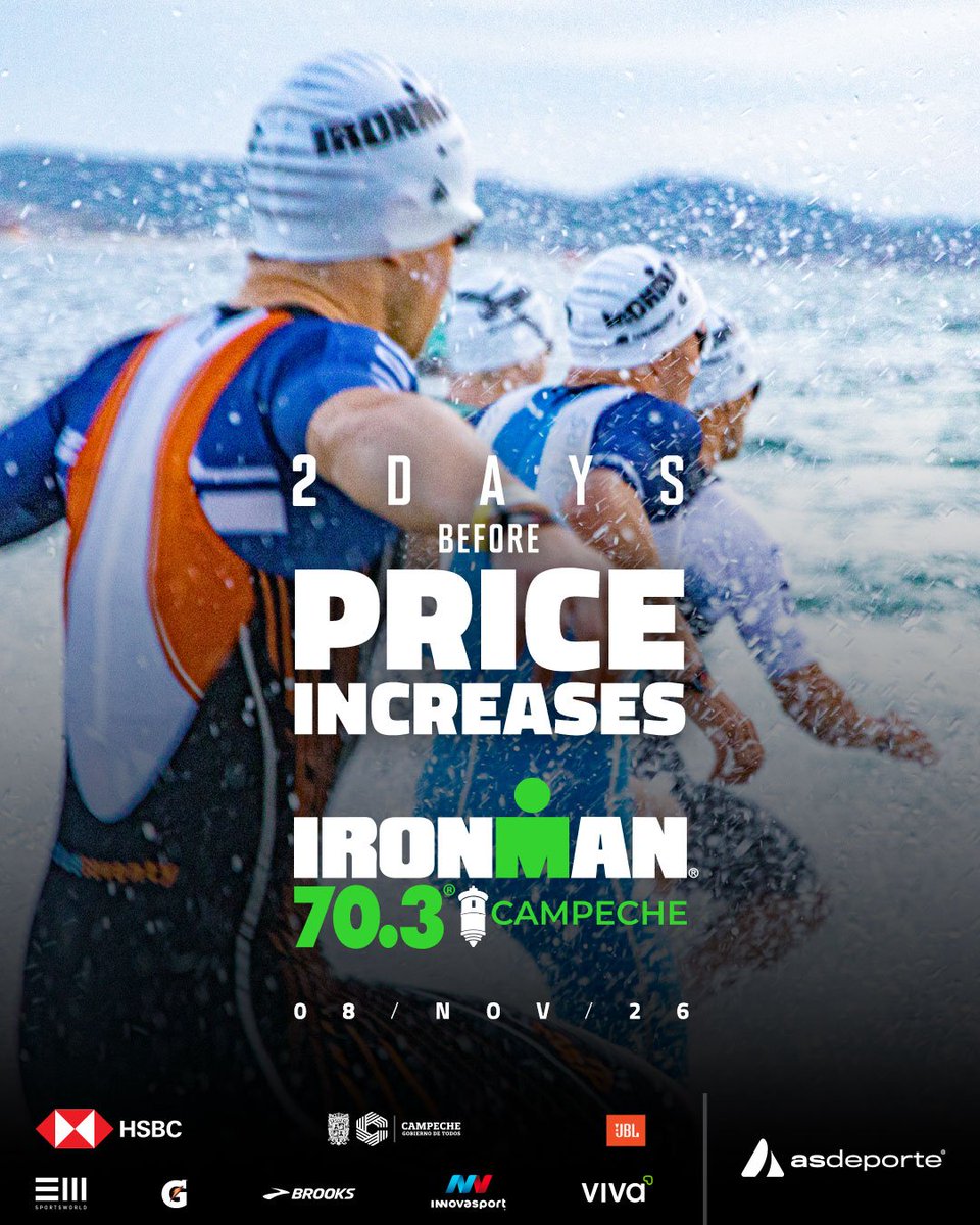 Faltan 2 días para el cambio de precio del IRONMAN 70.3 Campeche. Cuando sabes que quieres estar en la línea de salida… lo aseguras desde hoy.

Regístrate al precio actual y prepárate para competir el 8 de noviembre de 2026. 👉 hubs.ly/Q045V-B40 ​

 #ironman703campeche