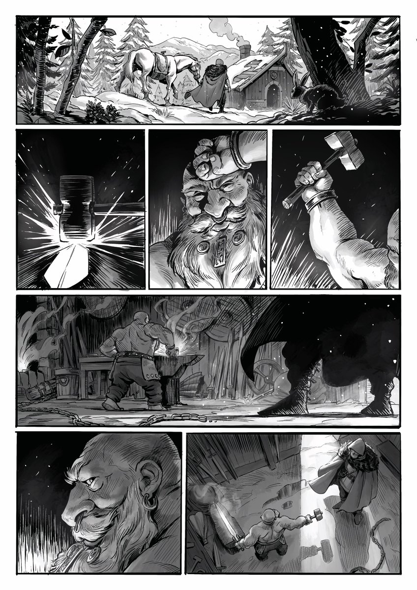 HazemAm55596440's tweet image. A wordless #viking fantasy comic I made loosely inspired by the Norse saga of the Volsungs. You can read the whole thing on my Artstation profile (link in my bio)