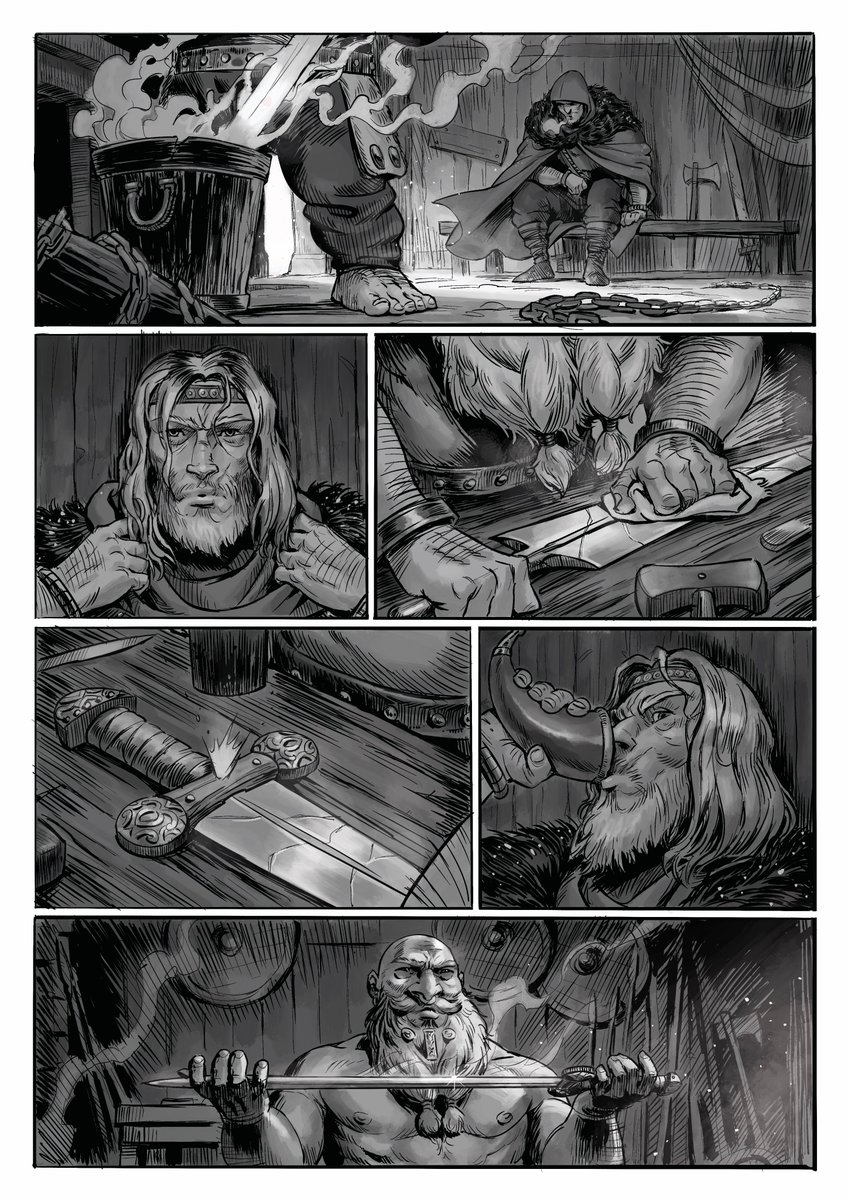 HazemAm55596440's tweet image. A wordless #viking fantasy comic I made loosely inspired by the Norse saga of the Volsungs. You can read the whole thing on my Artstation profile (link in my bio)