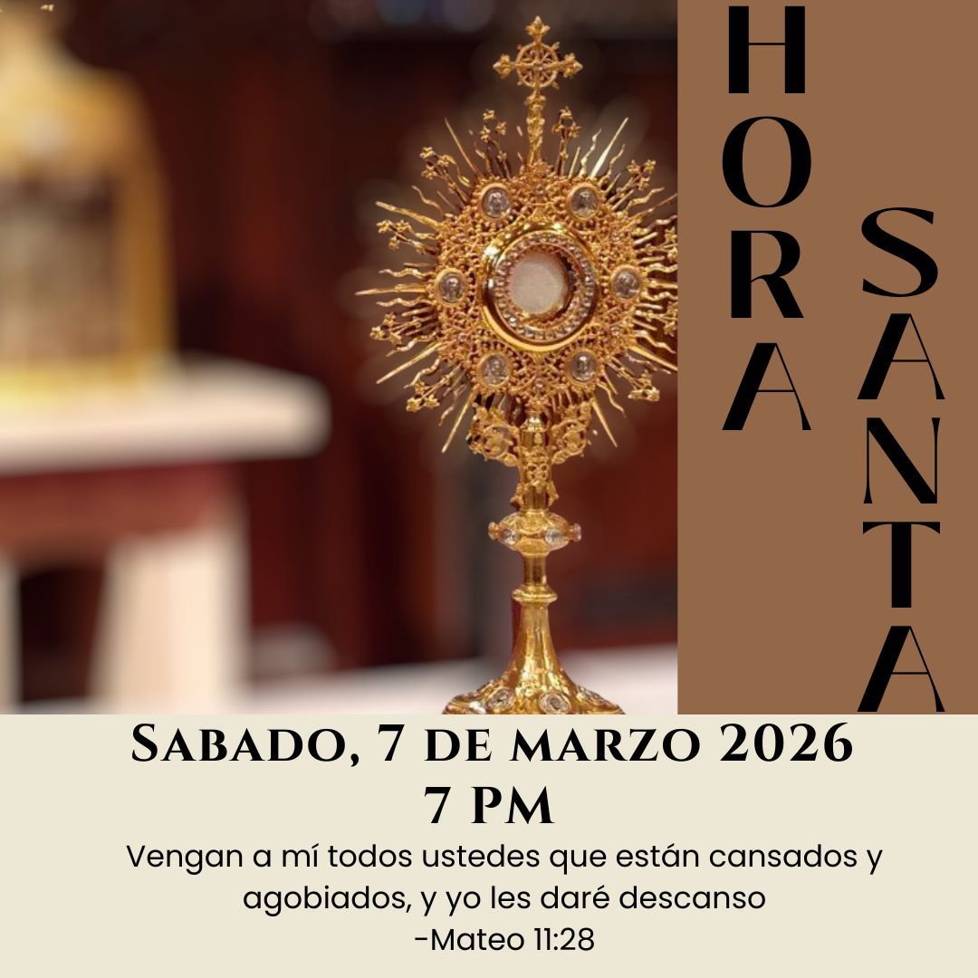 ✨ Hora Santa ✨

Este sábado 7 de marzo a las 7 PM, ven a descansar en la presencia del Señor. En la Adoración encontramos paz, consuelo y renovación para el corazón.

“Vengan a mí todos los que están cansados y agobiados, y yo les daré descanso.” (Mateo 11:28)

Te esperamos. 💛