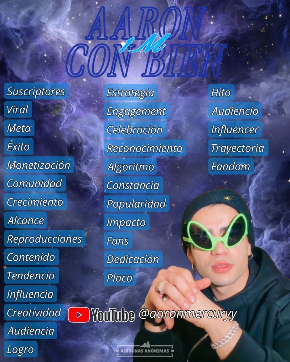 Nos unimos a la tendencia, para que Aaron llegue al millón de reproducciones en YT de su canción Bien.

AARON 1M CON BIEN

Comenta la palabra + la frase. 

By: <a href="/irisGzu/">𝓘𝓻𝓲𝓼 ♡ྀི⋆.˚</a>