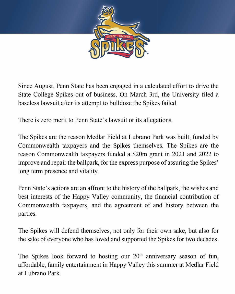 State College Spikes tweet media