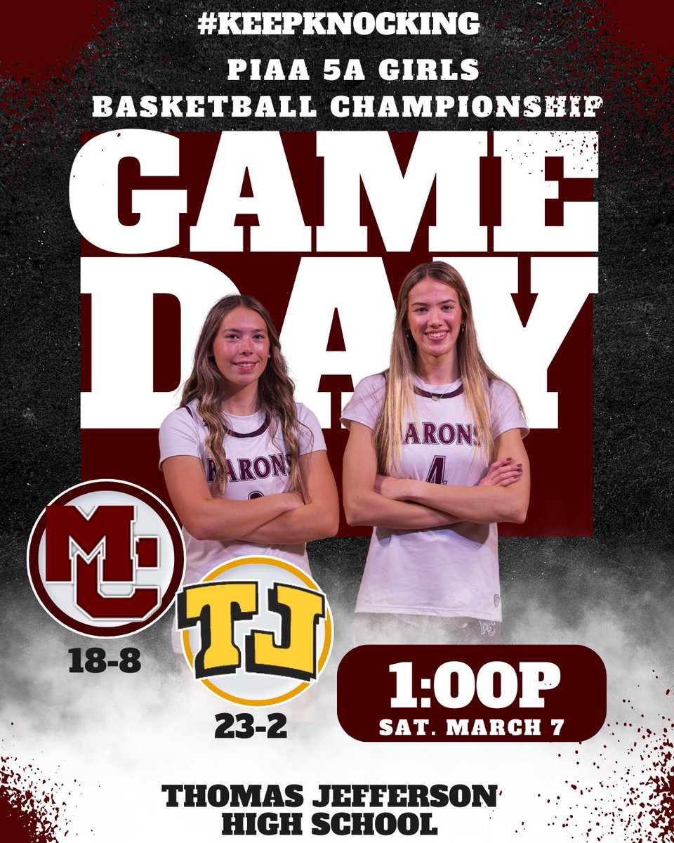 MCLadyBaronsBB's tweet image. Today’s PIAA State Tournament Round of 32 game will be streamed live on Fan.Hudl - search Thomas Jefferson High School (Jefferson Hills) 

Your Lady Barons take on the Jaguars at Thomas Jefferson High School at 1:00p

#KEEPKNOCKING 🏀🍀