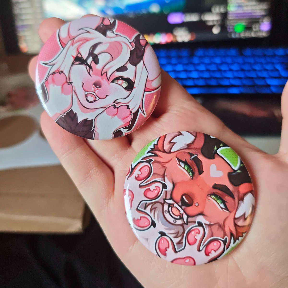 bork_studios's tweet photo. In celebration of the creation of this account and our own studio, we're giving away 3 custom badges !

> shipping worldwide, will be paid for
> follow, repost &amp; reply with a pic of your OC/Fursona !
> 3 winners will be chosen on the 28th March :>

#furry #giveaway https://t.co/Z7QEyIY02G