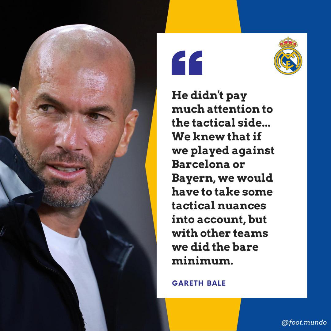 Gareth Bale has admitted former #RealMadrid coach Zinedine Zidane did the 'bare minimum' in training, but the players performed due to their respect for him.
