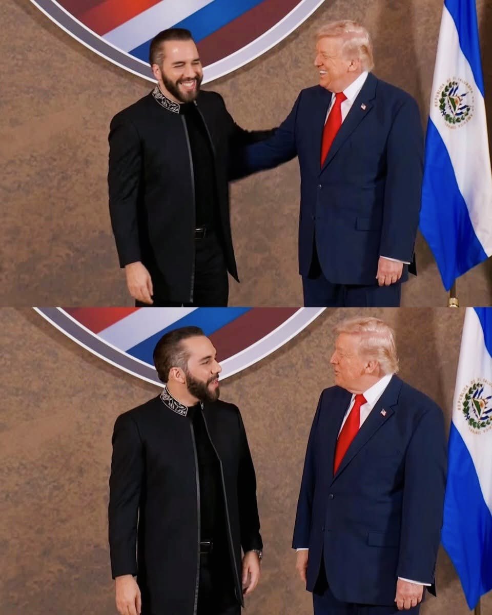 NCES_1's tweet photo. 🇺🇸🇸🇻 @realDonaldTrump a @nayibbukele "LO CONOCI EN MI PRIMER MANDATO ERA JOVEN Y GUAPO, Ahora es un poco mayor… y sigue siendo guapo. PERO HACE UN GRAN TRABAJO, ES UN GRAN PRESIDENTE ESO ES LO QUE IMPORTA. 🇸🇻 https://t.co/kl61SC1hVk