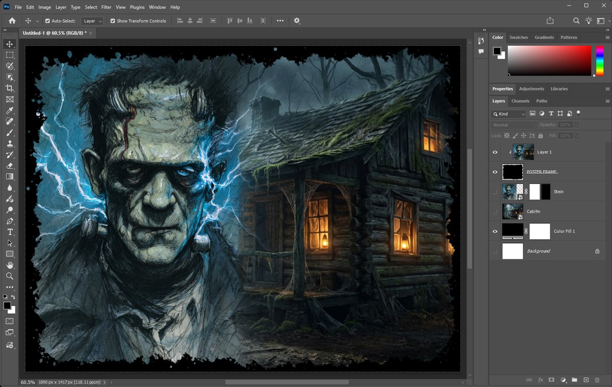 Pseudo7X's tweet photo. Quiet night &amp; Photoshop playtime... with a beer or 2.
The updated tools, what you can do and how quickly you can do it in Adobe Photoshop 2026 is insane! loving it. 👍 https://t.co/Q1DbnDjoJ5