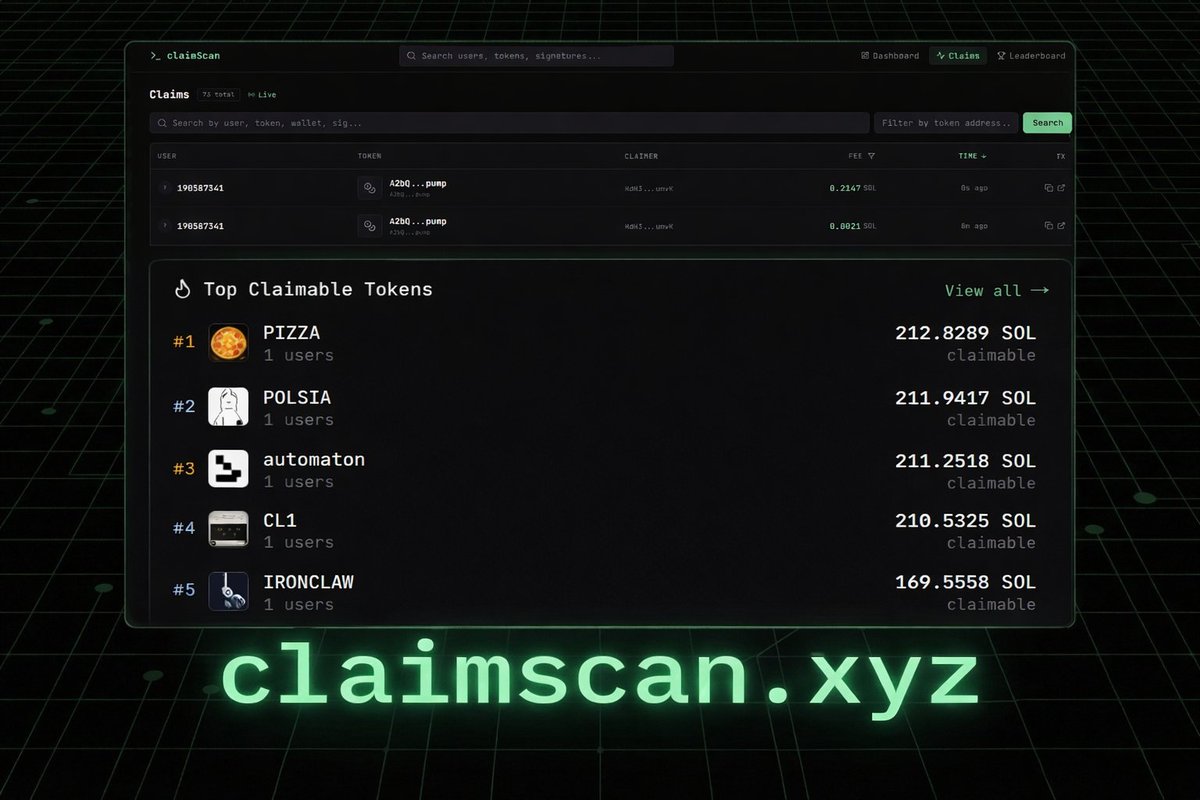 ClaimScan | The Fee Claim Tracking Dashboard tweet media