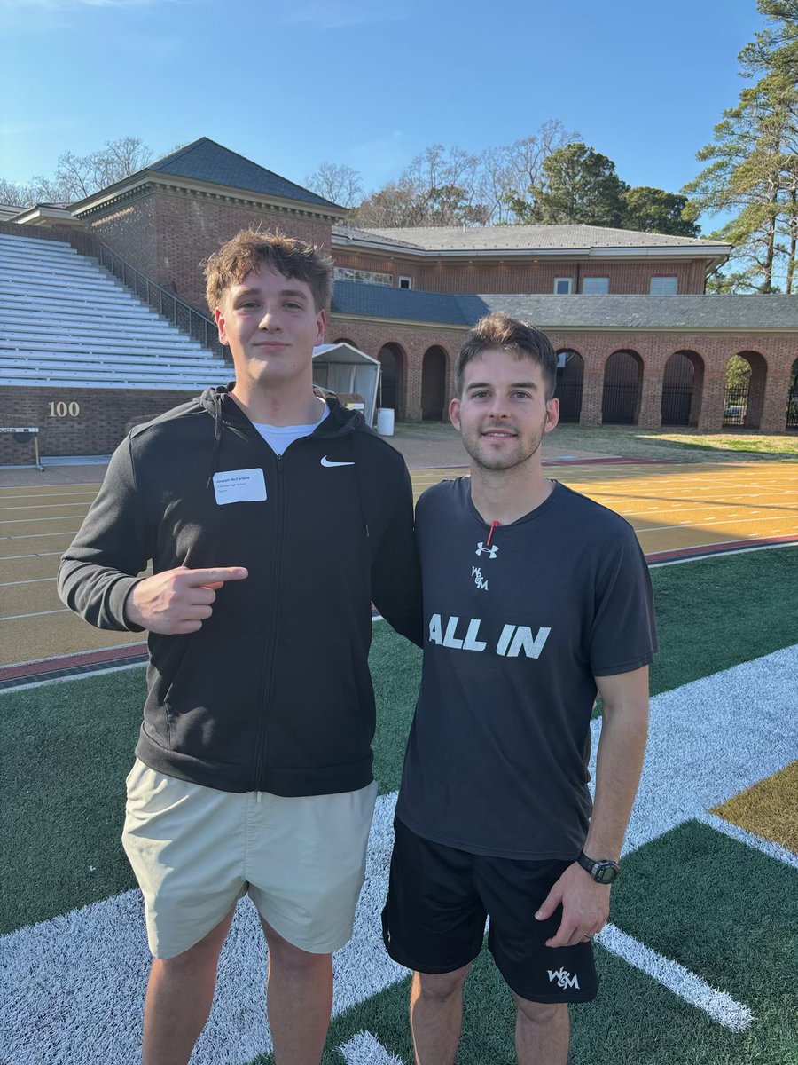 Joseph_M76's tweet photo. Had an amazing time in Williamsburg at @WMTribeFootball for my junior day visit!!

@CoachMikeLondon @CoachOctober @DLRunStoppers @Coach_Armstrong @DillonBryant_ @TallwoodFball @CoachFerb 
@PrepRedzoneVA @VaPrepsRivals https://t.co/LG5Idhd7Y2