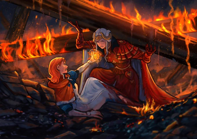 Annette felt the fireball spell rush into her hands, before she could even think. She needed to kill [Edelgard]