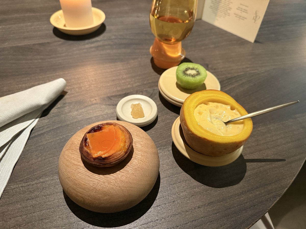 inav65's tweet photo. Had the most expensive meal of my life in a Michelin 2 star restaurant today.

Learnt quite a few things
- Chefs don’t get sick days
- red colour fish meat has fat while white fish meat does not 
- you can extract oil out of rose and kale
- anything can be made to taste good as long as you have passion
- heavily research your guests on google and social media if you want to personalise the experience. 

Picture of the desert below