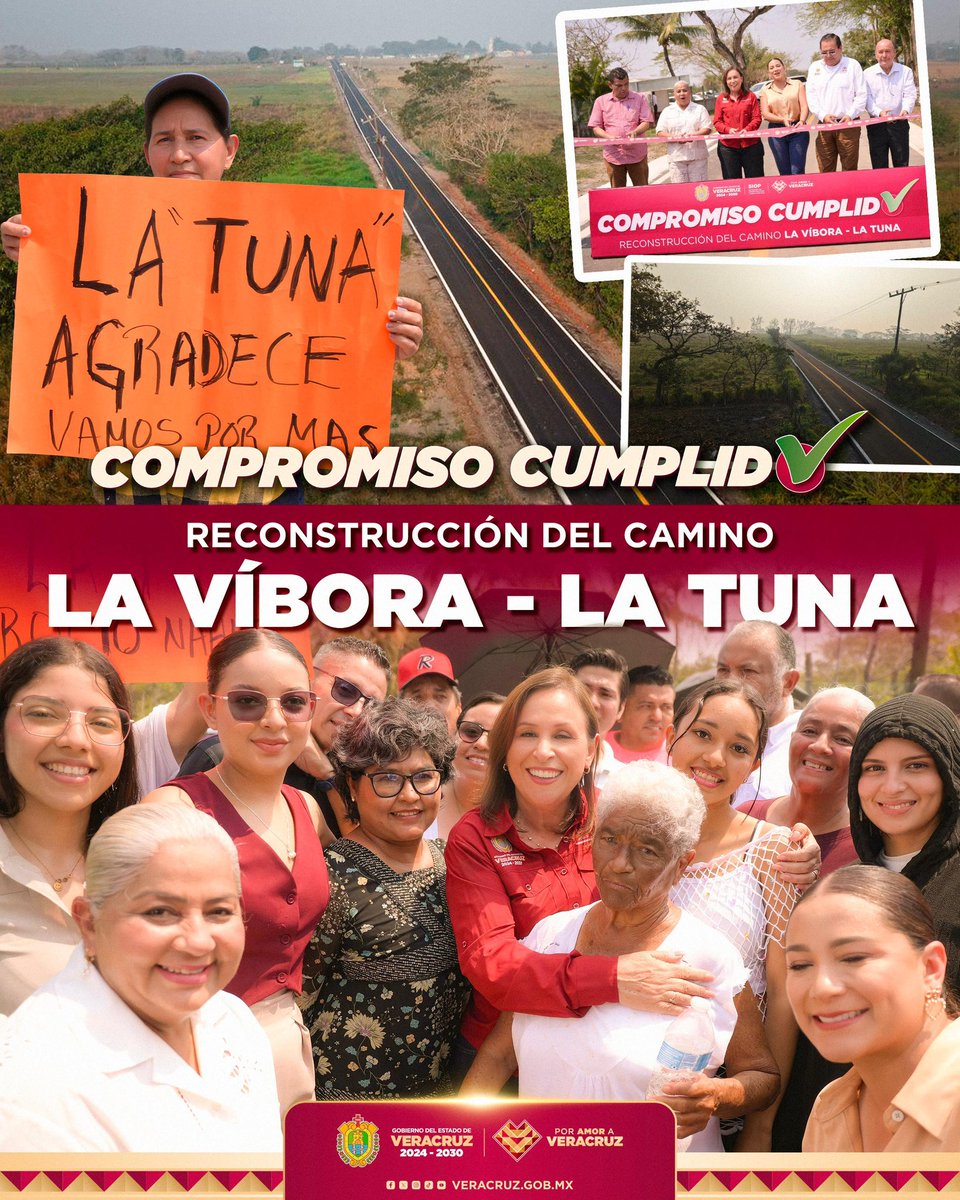 Este día cumplimos un compromiso más con las y los veracruzanos ✅ inauguramos la reconstrucción del camino LA VÍBORA - LA TUNA 📍, para transitar con seguridad y fortaleciendo el desarrollo de la región.

#PorAmorAVeracruz ❤️
