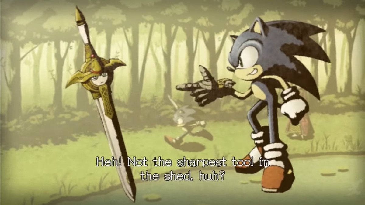 In Sonic and the Black Knight, a game which is widely considered to have one of the best characterizations for Sonic espciecially in recent years, he makes quips and jokes QUIET often 

These examples are just the beginning of the game, not even out of the first Zone