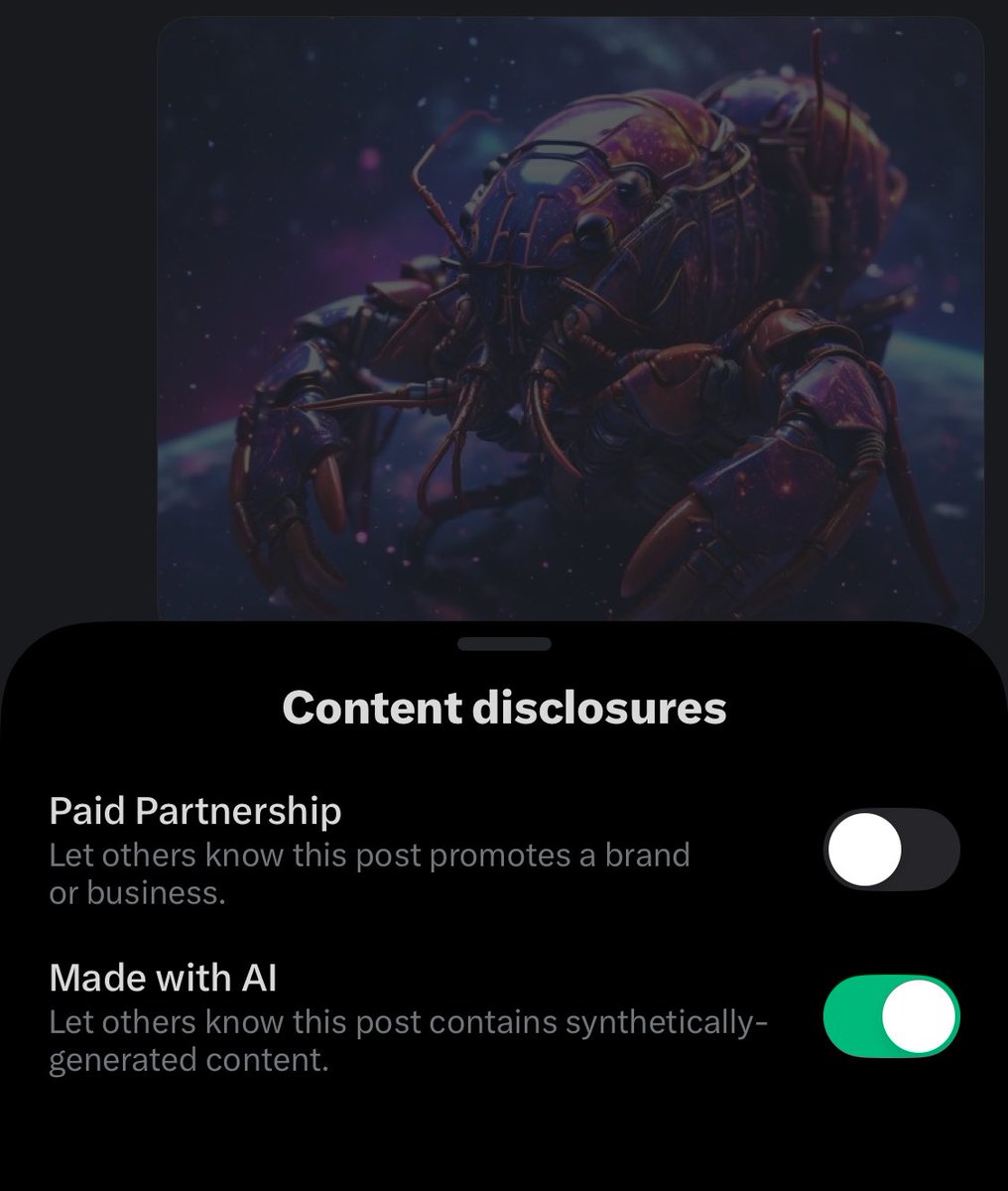 IGLIVISION's tweet image. A story in 2 parts… 😘

Yo @nikitabier this UX is awful.

1. There no way to automate the feature that discloses ai automation ?

2. @elonmusk has stated that #hashtags shouldn’t be used anymore.

Can we get an @xai API endpoint for this?