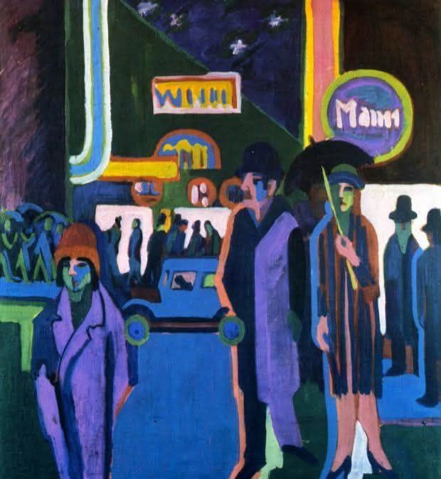 Nachtstrasse, Street Scene at Night, 1926-1927. Ernst Ludwig Kirchner.