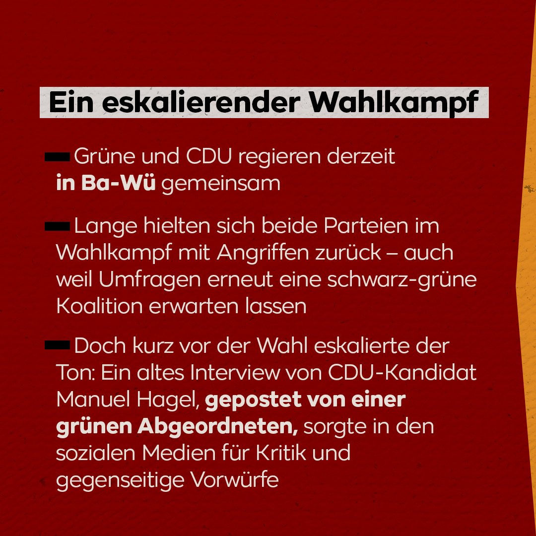 TRTDeutsch's tweet photo. Die Landtagswahl in Baden-Württemberg steht vor der Tür. Sie ist die erste seit Jahren ohne Grünen-Politiker Winfried Kretschmann, die erste mit Wahl ab 16 – und der Wahlkampf eskaliert auf den letzten Metern. Ein Überblick. https://t.co/jguDFEVF1D