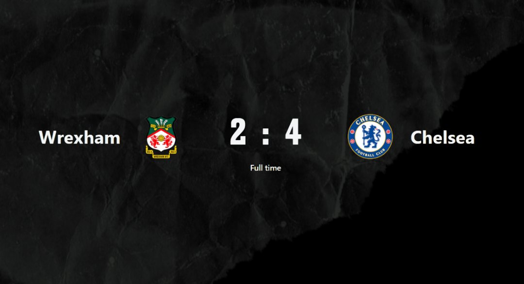 NinetyPlus99's tweet photo. THE HOLLYWOOD DREAM IS BROKEN! 🏴󠁧󠁢󠁷󠁬󠁳󠁿💔🏙️

Wrexham 2-4 Chelsea!. A disallowed 114' equalizer, a red card, and a last-minute Joao Pedro empty-netter. Did VAR rob Wrexham tonight? 👇

#WRECHE #FACup #CFC #WrexhamAFC #JoaoPedro
#WREvCHE  #FACup #CFC #WrexhamAFC #Garnacho
  #Chelsea https://t.co/gNIXPYCNZF