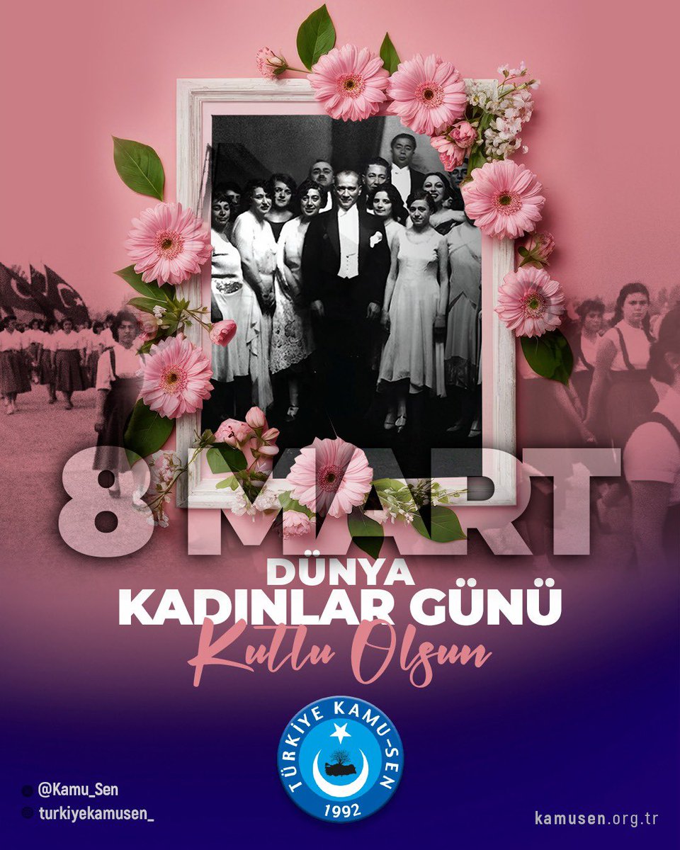 Kamu_Sen's tweet photo. 🔴8 Mart; kadınlarımızın emeğini, mücadelesini ve toplumsal hayattaki eşsiz katkılarını hatırladığımız müstesna bir gündür.

🔴Kadınlar; aile hayatının temel direği, toplumun vicdanı ve çalışma hayatının vazgeçilmez gücüdür. 

🔴Türkiye Kamu-Sen olarak; kadın emeğinin hak ettiği değeri görmesi, fırsat eşitliğinin sağlanması ve şiddetin son bulduğu bir Türkiye için mücadelemizi kararlılıkla sürdürüyoruz.

🔴Bu anlamlı gün vesilesiyle; tüm kadınlarımızın “8 Mart Dünya Kadınlar Günü”nü kutluyor, sağlık ve huzur diliyoruz.