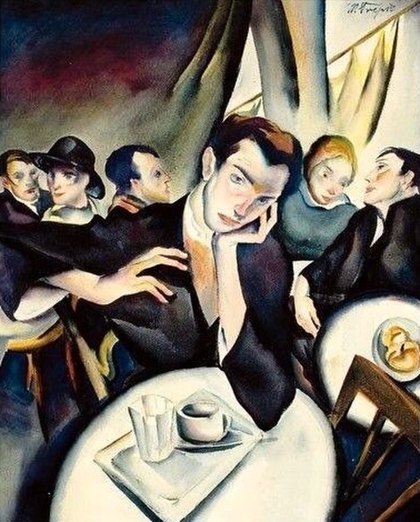 Marijan Trepše,   Junger Mann im Café.