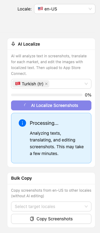 kethuda's tweet photo. Store görsellerini tek tuşla tüm dillere lokalize edip App Store Connect'e otomatik upload etmek mümkün.

AI, metinleri ve görselleri doğru bağlamda çeviriyor. Ufak bir müdahale ile çözünürlük bozulmuyor, bütünlük korunuyor.

Henüz çeviri bağlamları %100 mükemmel değil. Ama bu sürecin nereye gideceğini düşününce gerçekten heyecanlanıyorum.